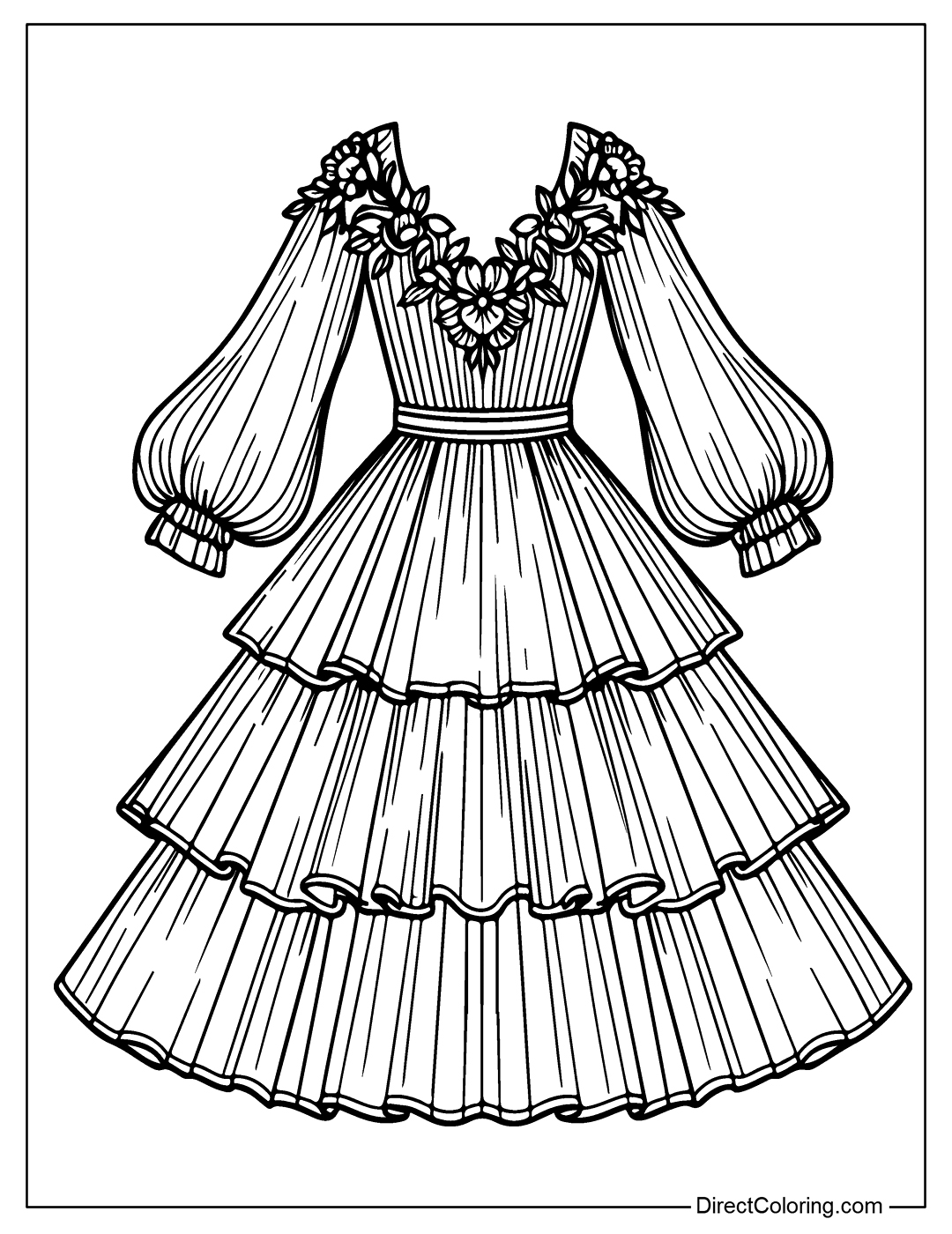 Long Dress Coloring Sheeet